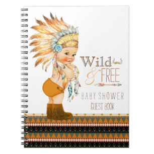 Caderno Espiral Livro de Visitas para Chá de Bebê Tribal Selvagem