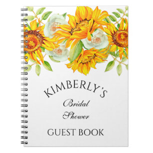 Caderno Espiral Livro de Visitas Personalizado Flor de Girassol Aq