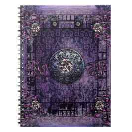 Caderno Espiral Livro mágico medieval do tomo antigo roxo bonito