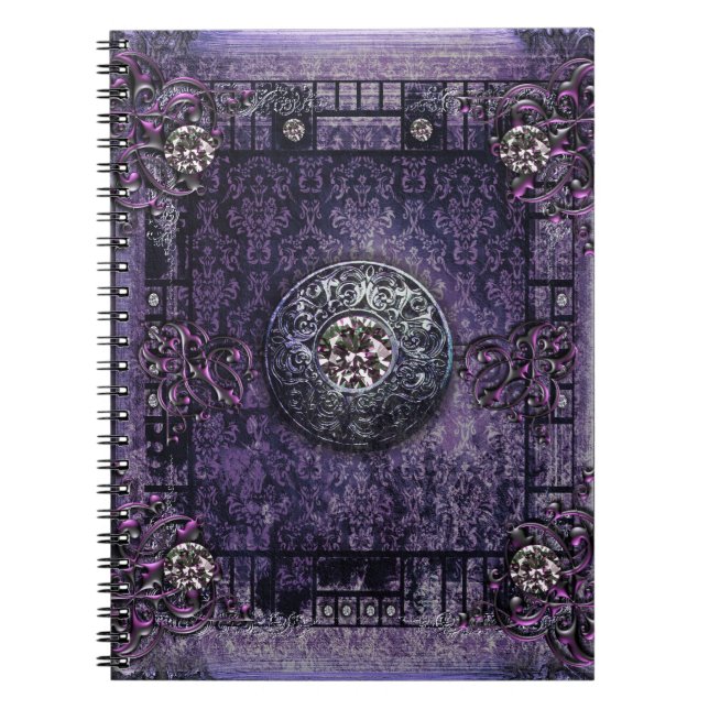 Caderno Espiral Livro mágico medieval do tomo antigo roxo bonito (Frente)