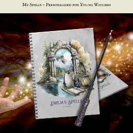 Caderno Espiral Livro Ortográfico da bruxa adolescente personaliza