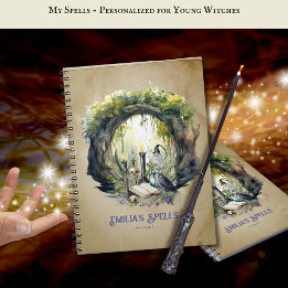 Caderno Espiral Livro Ortográfico da bruxa adolescente personaliza
