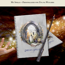 Caderno Espiral Livro Ortográfico da bruxa adolescente personaliza