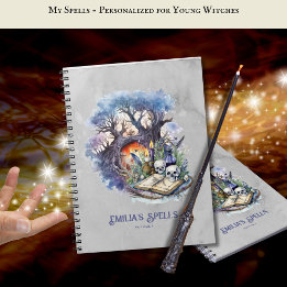 Caderno Espiral Livro Ortográfico da bruxa adolescente personaliza