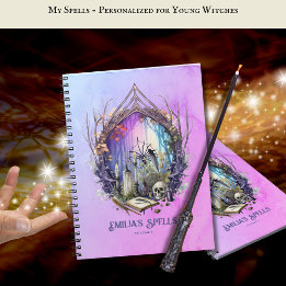 Caderno Espiral Livro Ortográfico da bruxa adolescente personaliza