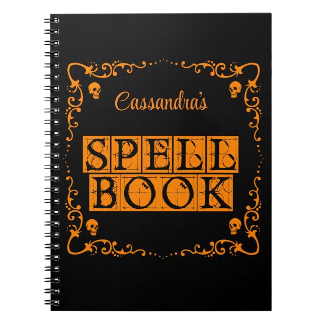 Caderno Espiral Livro Ortográfico de Gótico Laranja Personalizado (Frente)