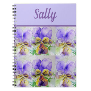 Caderno Espiral Livro Viola Flor Roxo Aquarela Arte