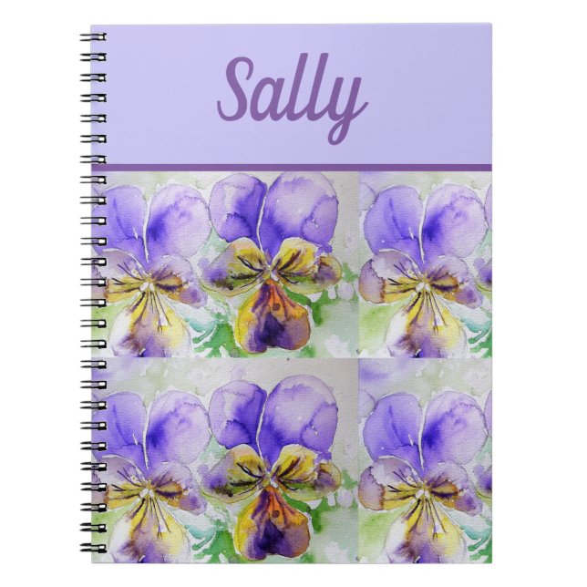 Caderno Espiral Livro Viola Purple Flower Watercolor Art (Frente)