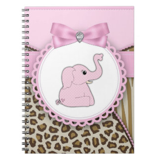Caderno Espiral Livros de Visitas para Chá de Bebê de Elefante Ros
