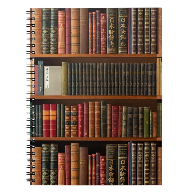 Caderno Espiral Livros, estante de livros, amante de livros (Frente)