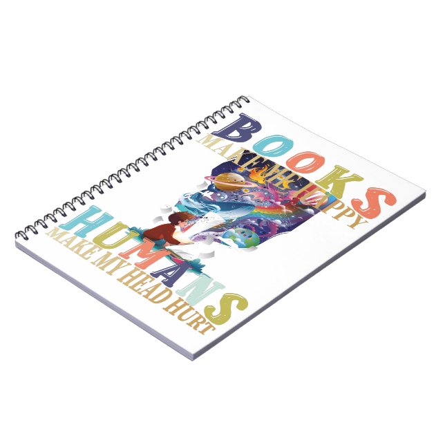 Caderno Espiral Livros me fazem feliz humanos me machucam (Left Side)