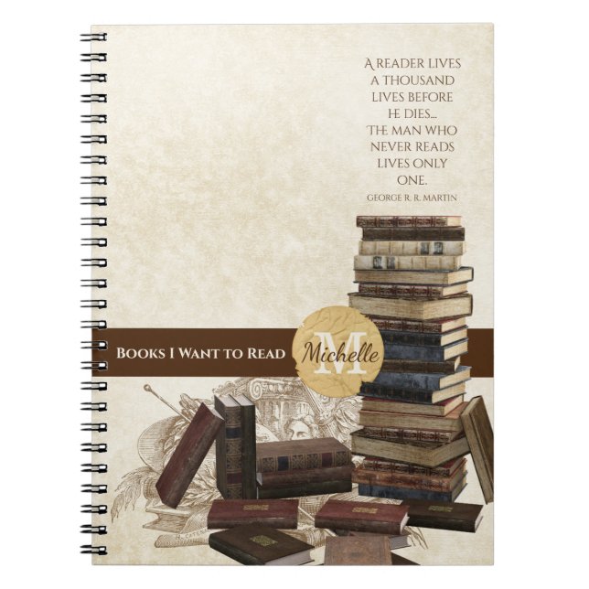 Caderno Espiral Livros que Quero Ler Notebook Vintage (Frente)