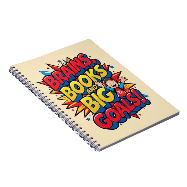Caderno Espiral Livros sobre cérebros e grandes metas - Diversão d (Lado Direito)