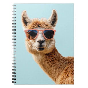 Caderno Espiral Llama Bonito Com Óculos De Sol