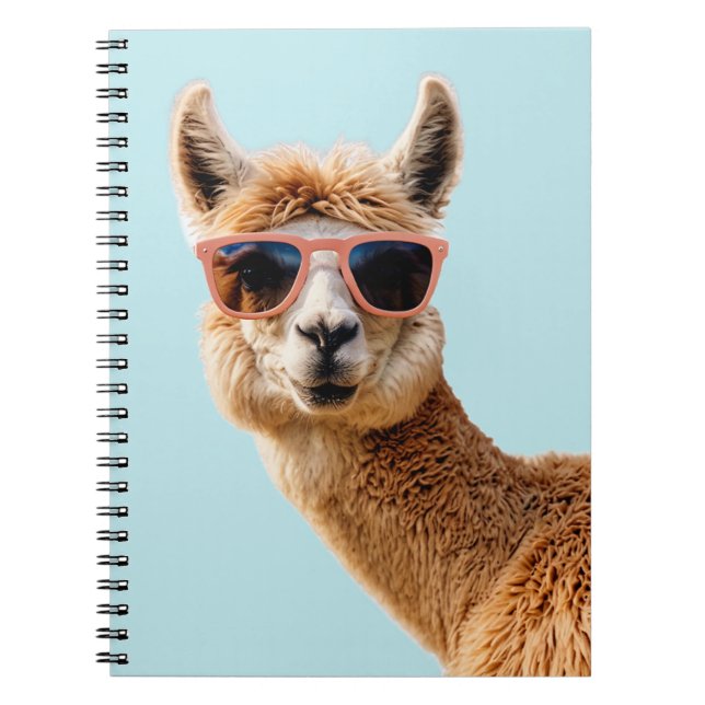 Caderno Espiral Llama Bonito Com Óculos De Sol (Frente)