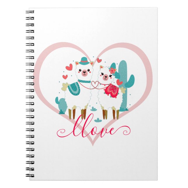 Caderno Espiral Llama em Amor  (Frente)