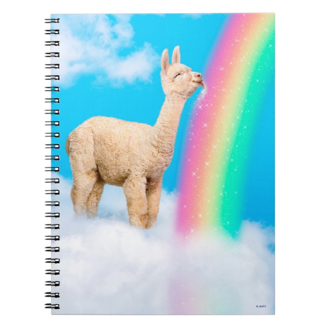 Caderno Espiral Llama Licking Rainbow (Frente)
