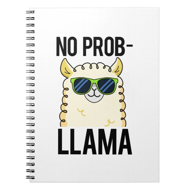Caderno Espiral Llama Sem Problemas Piada Llama Legal Pun (Frente)