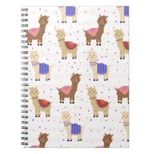 Caderno Espiral Llamas Cutes Alpacas - Animais Peruanos Coloridos
