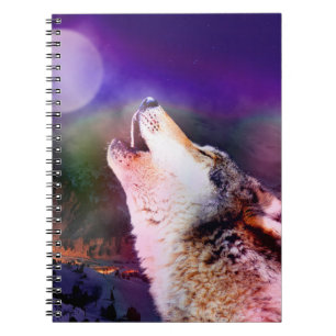 Caderno Espiral Lobo à noite