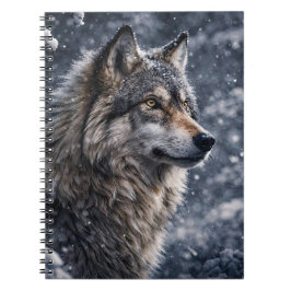 Caderno Espiral Lobo Bonito no Diário de Neve