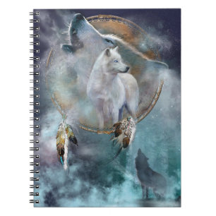 Caderno Espiral Lobo de Howling com Dreamcatcher