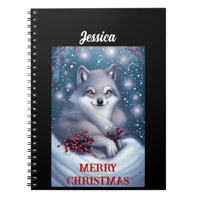 Caderno Espiral Lobo de Natal Personalizado - Notebook (Frente)