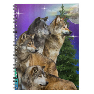 Caderno Espiral Lobo e lua