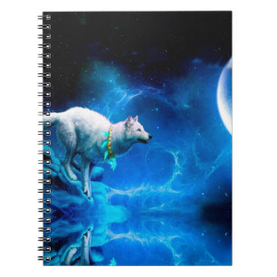 Caderno Espiral Lobo indiano e lua cheio