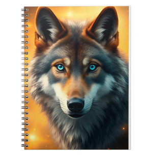 Caderno Espiral Lobo Majestoso com Olhos Azuis Marcantes