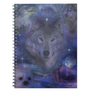 Caderno Espiral Lobo místico no luar