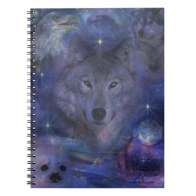 Caderno Espiral Lobo místico no luar (Frente)