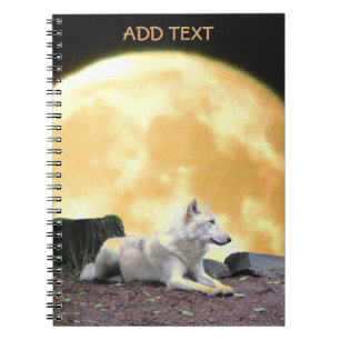 Caderno Espiral Lobo norte-americano contra a Lua cheia
