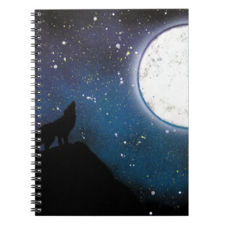 Caderno Espiral Lobo que urra na pintura da arte da pintura