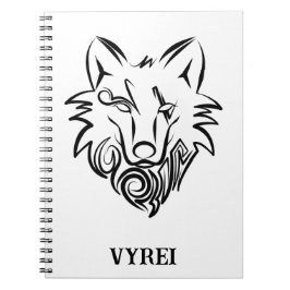 Caderno Espiral Lobo Tribal Preto e Branco