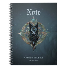 Caderno Espiral Lobos negros com olhos azuis perfurantes,