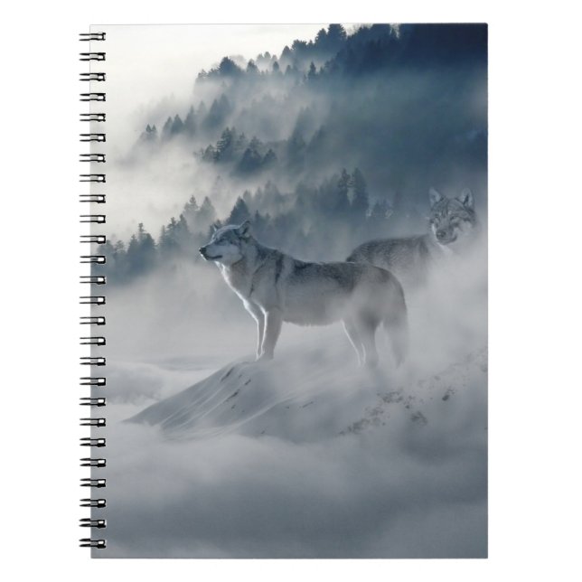 Caderno Espiral Lobos numa paisagem de inverno (Frente)