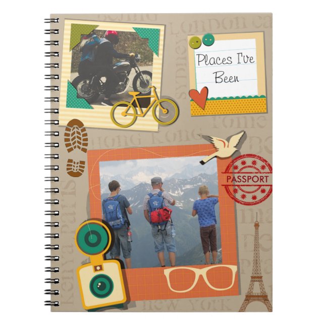 Caderno Espiral Locais onde fui Viagem de Fotografias Personalizad (Frente)