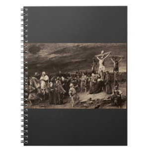 Caderno Espiral local do Gólgota e Jesus por Munkacsy