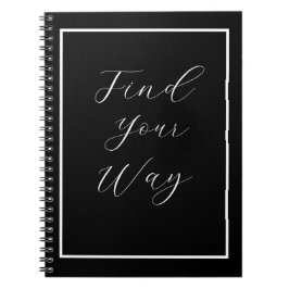 Caderno Espiral 'Localizar seu caminho' Frase White Script