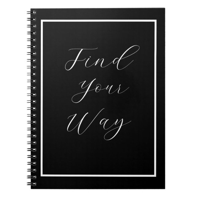 Caderno Espiral 'Localizar seu caminho' Frase White Script (Frente)