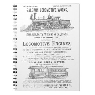 Caderno Espiral Locomotivas de Obras de Baldwin Locomotivas