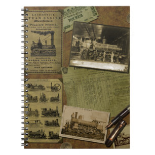 Caderno espiral locomotivo do vintage - 80 página