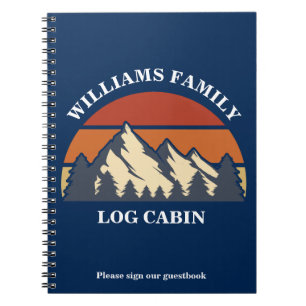 Caderno Espiral Log Cabin Mountain Vacation Rental Guest Book