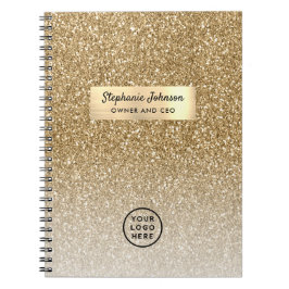 Caderno Espiral Logo Luxuoso CEO Dama Chefe Ouro Clássico Brilho