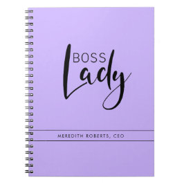 Caderno Espiral Logo Personalizado da Chefe Senhora Violeta Claro