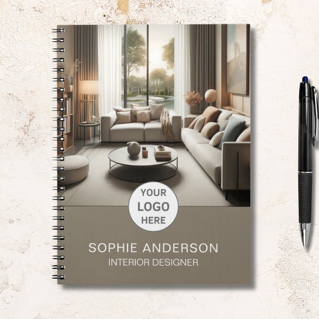 Caderno Espiral Logotipo (Interior Designer Logo Photo Taupe Notebook)