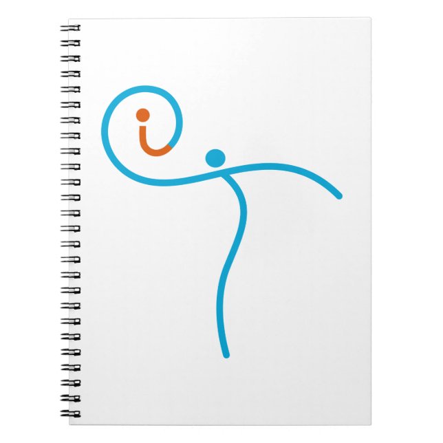 Caderno Espiral Logotipo 01, ciano/vermelho (Frente)