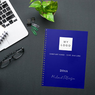 Caderno Espiral Logotipo comercial com nome em azul marinho