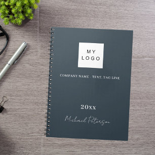 Caderno Espiral logotipo comercial de nome em cinza carvão